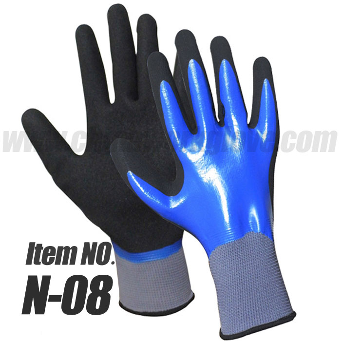 13 Gauge Nylon/Polyester Full Nitrile Water Resistant Gloves, Double coated